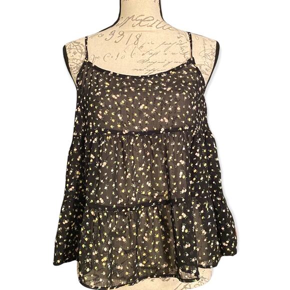 H&M Divided Semi Sheer Floral Babydoll Top Size Small - Picture 1 of 2